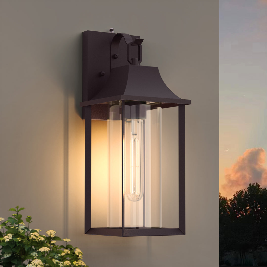 Radiance  1 - Light 18" H Glass Outdoor Wall Lantern With Dusk To Dawn #7058