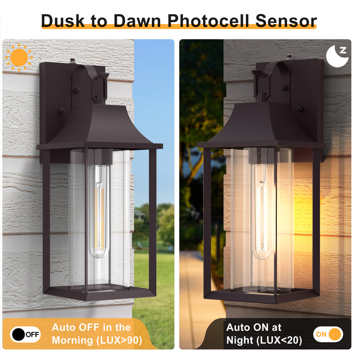 Radiance  1 - Light 18" H Glass Outdoor Wall Lantern With Dusk To Dawn #7058