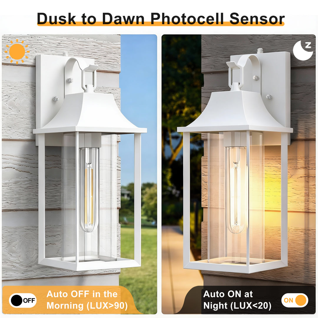 Radiance  1 - Light 18" H Glass Outdoor Wall Lantern With Dusk To Dawn #7058