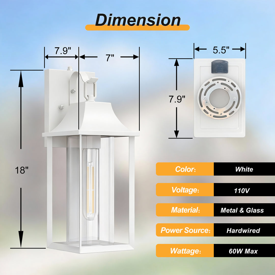Radiance  1 - Light 18" H Glass Outdoor Wall Lantern With Dusk To Dawn #7058