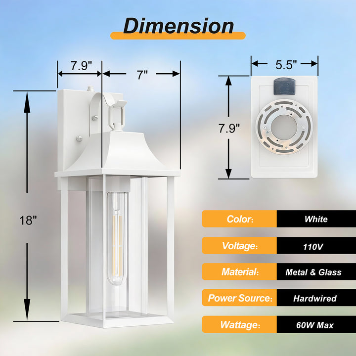 Radiance  1 - Light 18" H Glass Outdoor Wall Lantern With Dusk To Dawn #7058