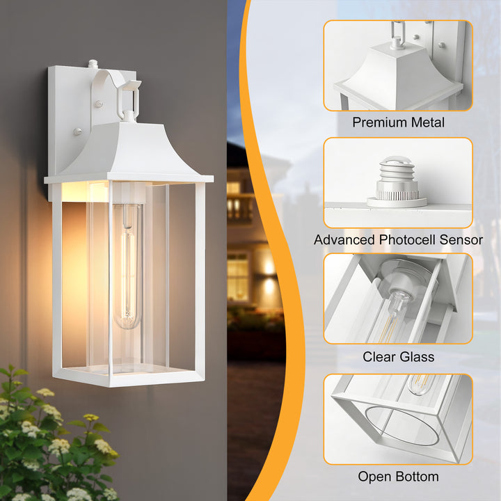 Radiance  1 - Light 18" H Glass Outdoor Wall Lantern With Dusk To Dawn #7058