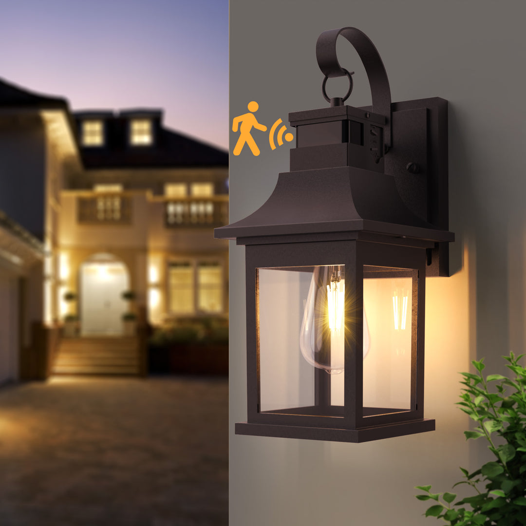 Solstice 1 - Light 19"H Aluminium Outdoor Wall Lantern With Dusk To Dawn And Motion Sensor #7059