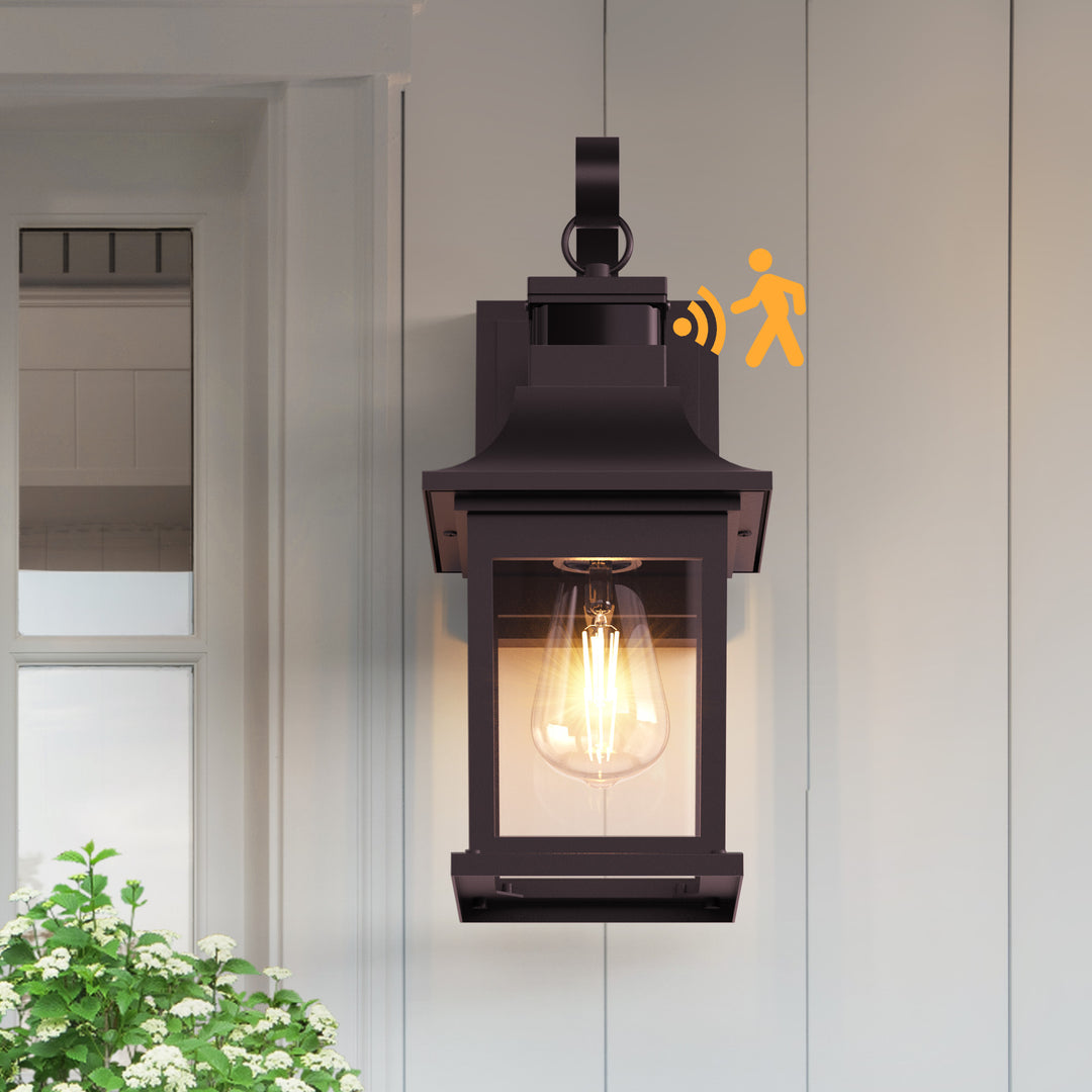 Solstice 1 - Light 19"H Aluminium Outdoor Wall Lantern With Dusk To Dawn And Motion Sensor #7059
