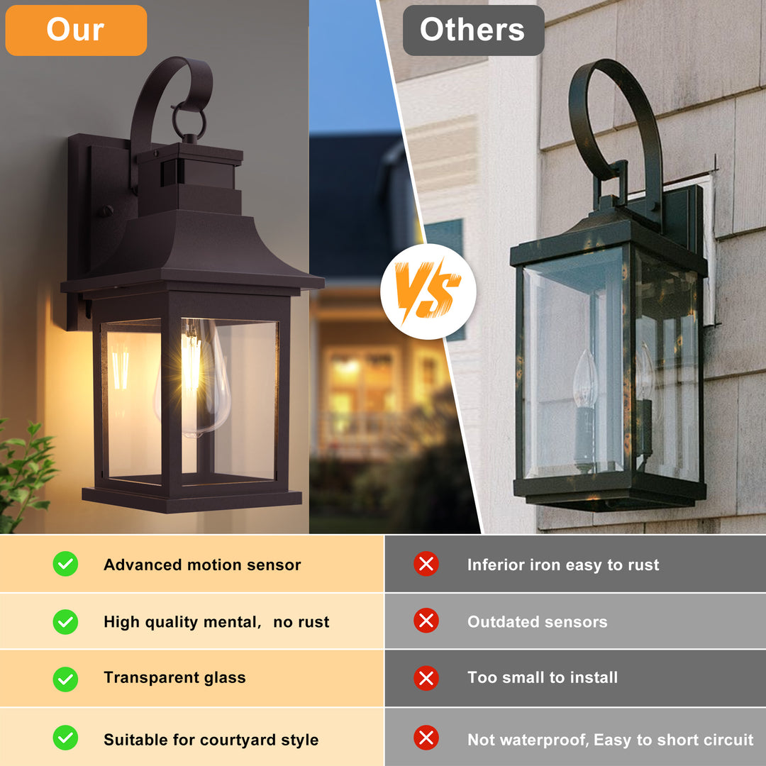 Solstice 1 - Light 19"H Aluminium Outdoor Wall Lantern With Dusk To Dawn And Motion Sensor #7059