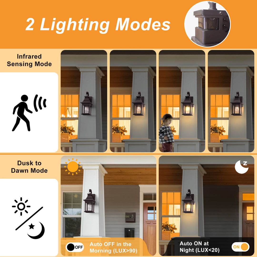 Solstice 1 - Light 19"H Aluminium Outdoor Wall Lantern With Dusk To Dawn And Motion Sensor #7059