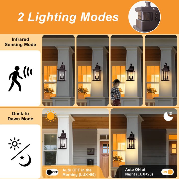 Solstice 1 - Light 19"H Aluminium Outdoor Wall Lantern With Dusk To Dawn And Motion Sensor #7059