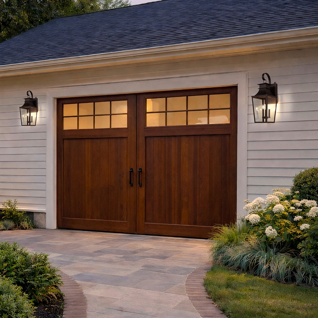 Tempered Glass Outdoor Wall Light With Dusk To Dawn #7060-2BK