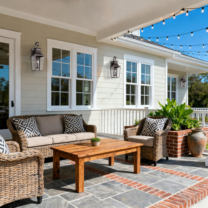 Tempered Glass Outdoor Wall Light With Dusk To Dawn #7060-2BK