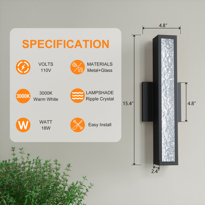 Solstice 1 - Light 15.4"H Led Aluminum Outdoor Wall Light (Set of 2) #7074