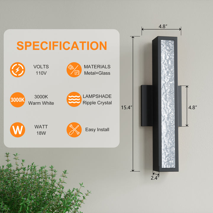 Solstice 1 - Light 15.4"H Led Aluminum Outdoor Wall Light (Set of 2) #7074