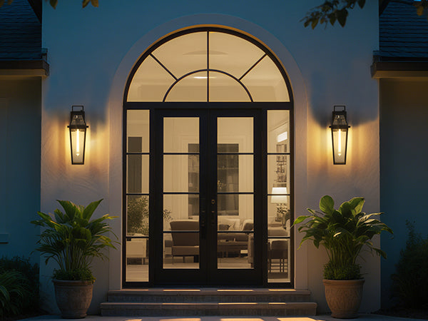 Solstice 1 - Light 18.4"H Tempered Glass Outdoor Wall Light With Dusk To Dawn #7075