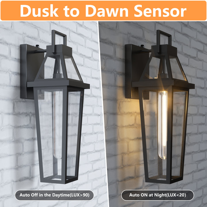 Solstice 1 - Light 18.4"H Tempered Glass Outdoor Wall Light With Dusk To Dawn #7075