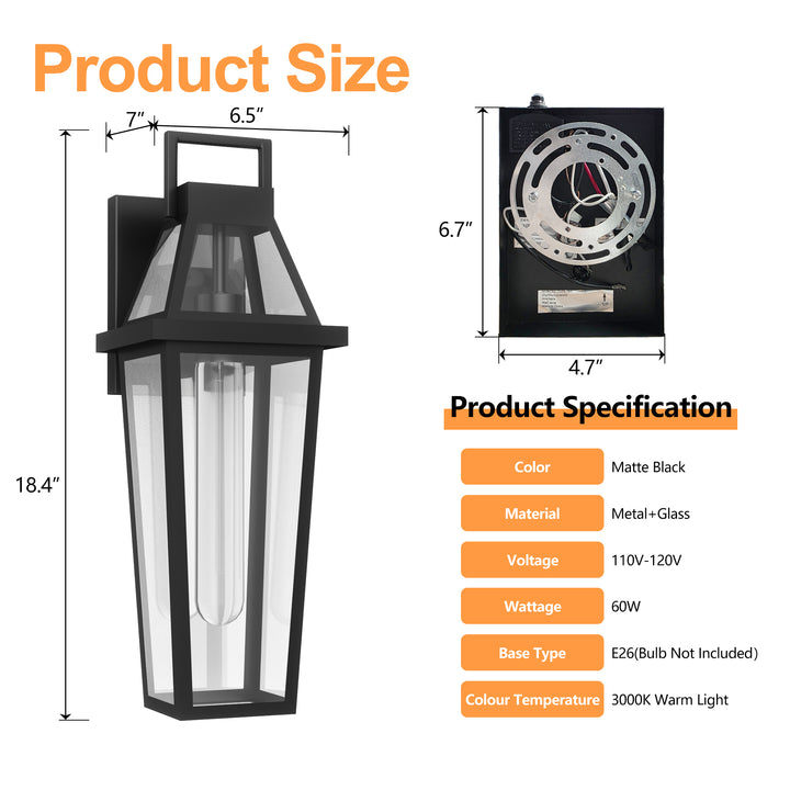 Solstice 1 - Light 18.4"H Tempered Glass Outdoor Wall Light With Dusk To Dawn #7075