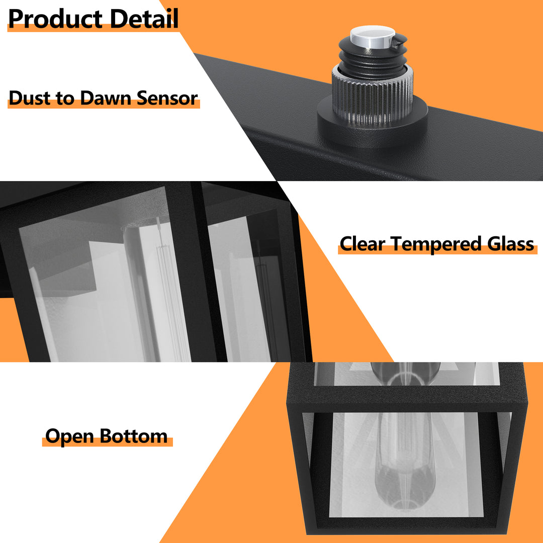 Solstice 1 - Light 18.4"H Tempered Glass Outdoor Wall Light With Dusk To Dawn #7075