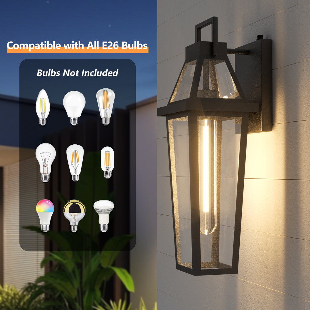 Solstice 1 - Light 18.4"H Tempered Glass Outdoor Wall Light With Dusk To Dawn #7075