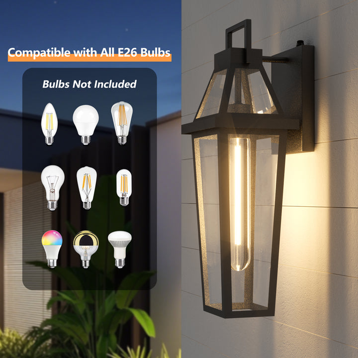 Solstice 1 - Light 18.4"H Tempered Glass Outdoor Wall Light With Dusk To Dawn #7075