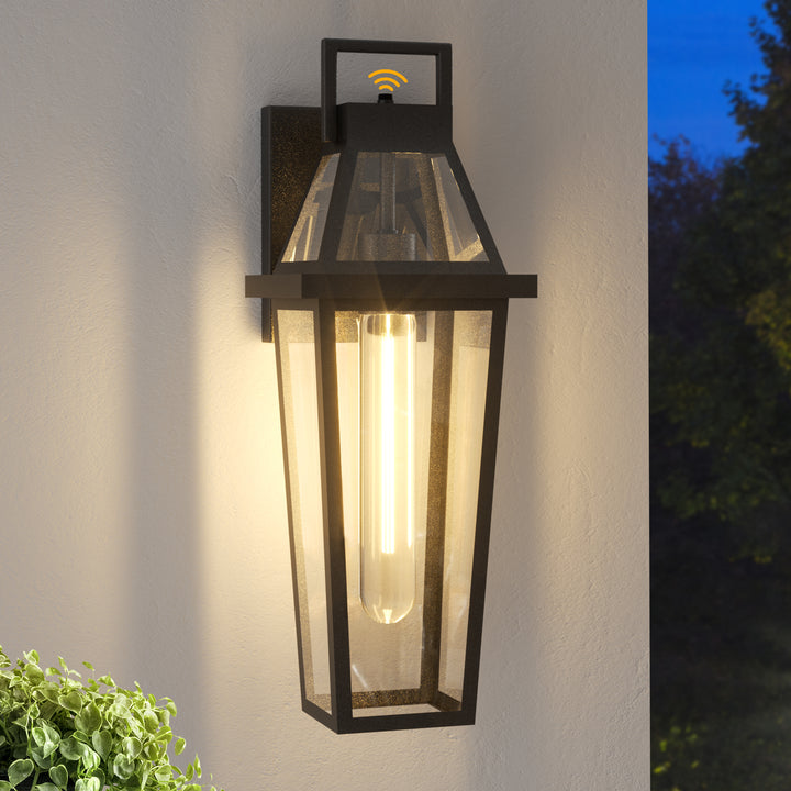 Solstice 1 - Light 18.4"H Tempered Glass Outdoor Wall Light With Dusk To Dawn #7075