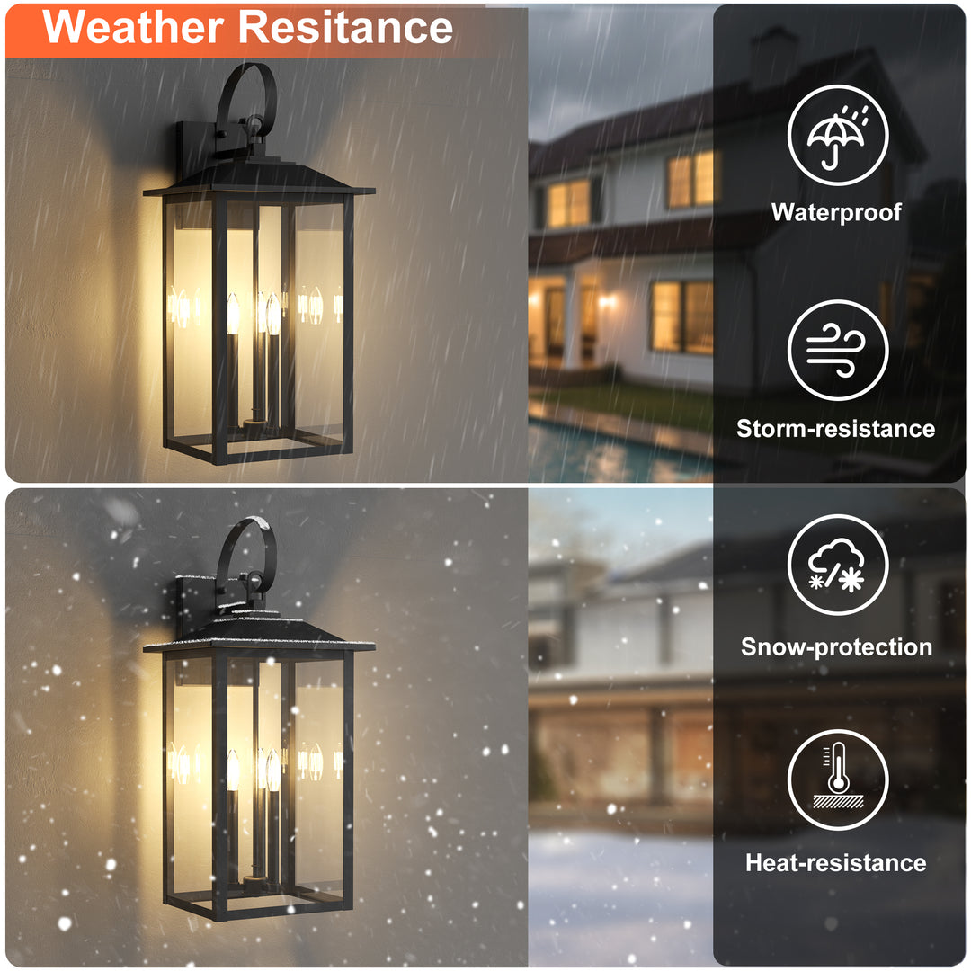 Solstice 25"H 3-Light Tempered Glass Outdoor Wall Lantern With Dusk To Dawn #7077