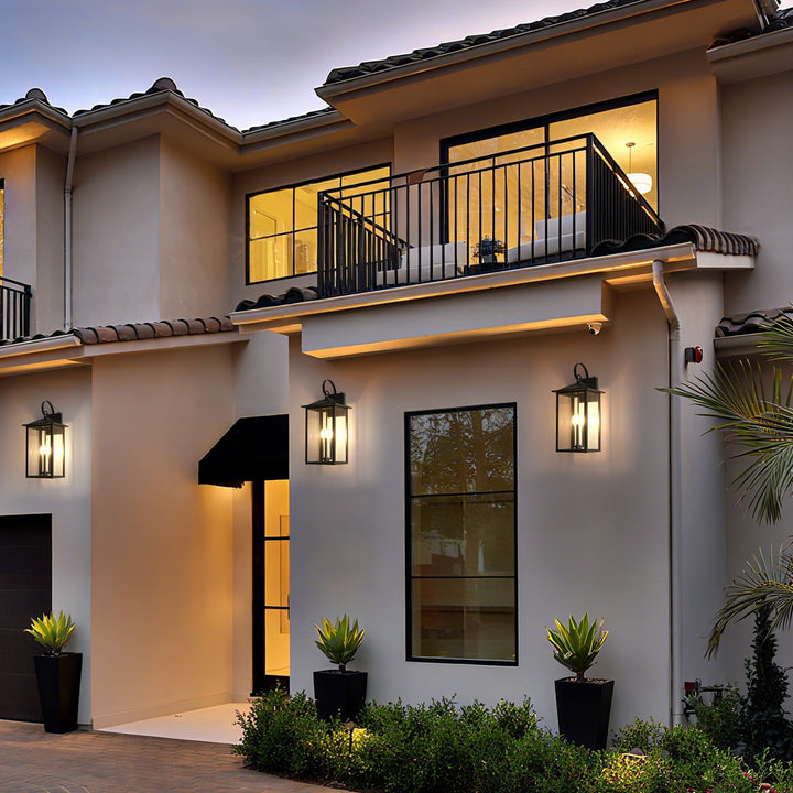 Solstice 25"H 3-Light Tempered Glass Outdoor Wall Lantern With Dusk To Dawn #7077