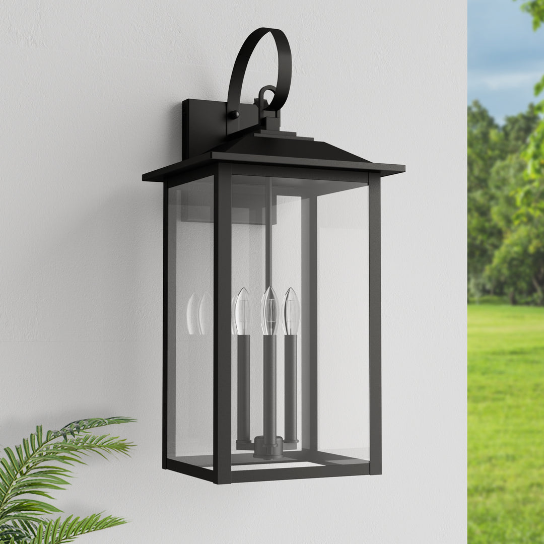Solstice 25"H 3-Light Tempered Glass Outdoor Wall Lantern With Dusk To Dawn #7077