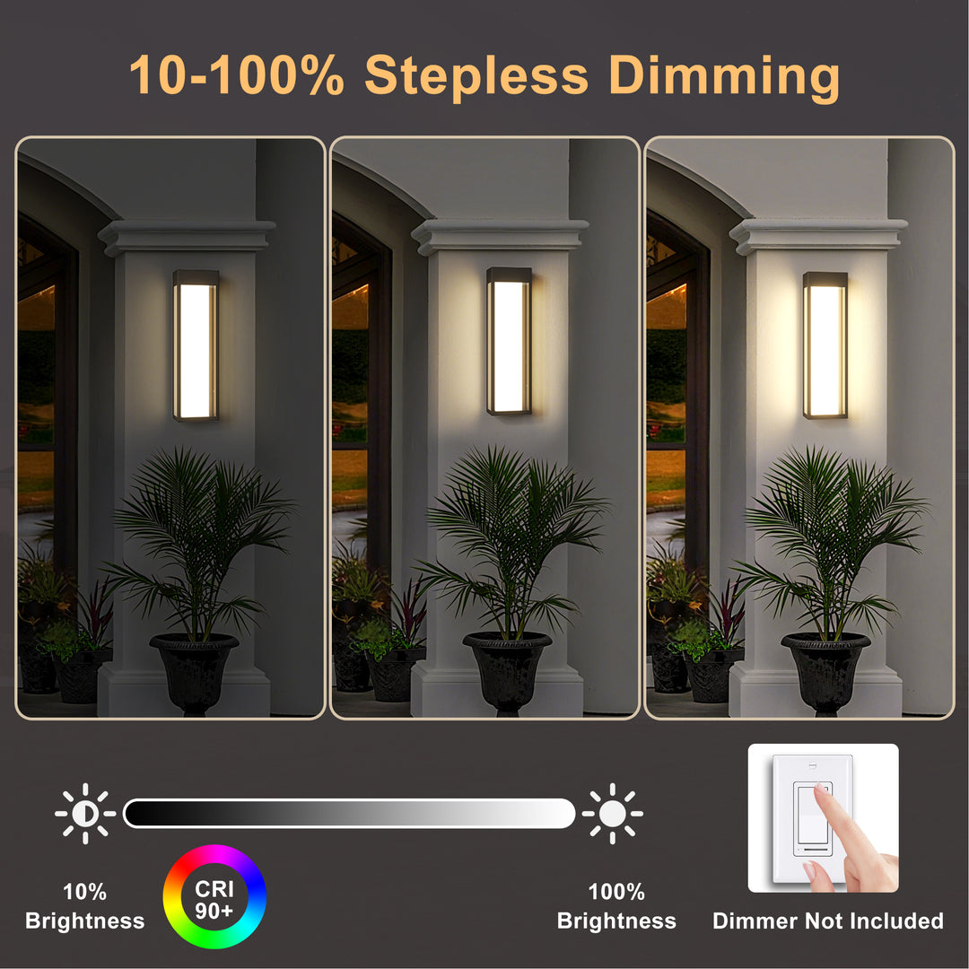 Radiance 1 - Light 19.6''H Dimmable Led Black Iron Outdoor Wall Light #7086