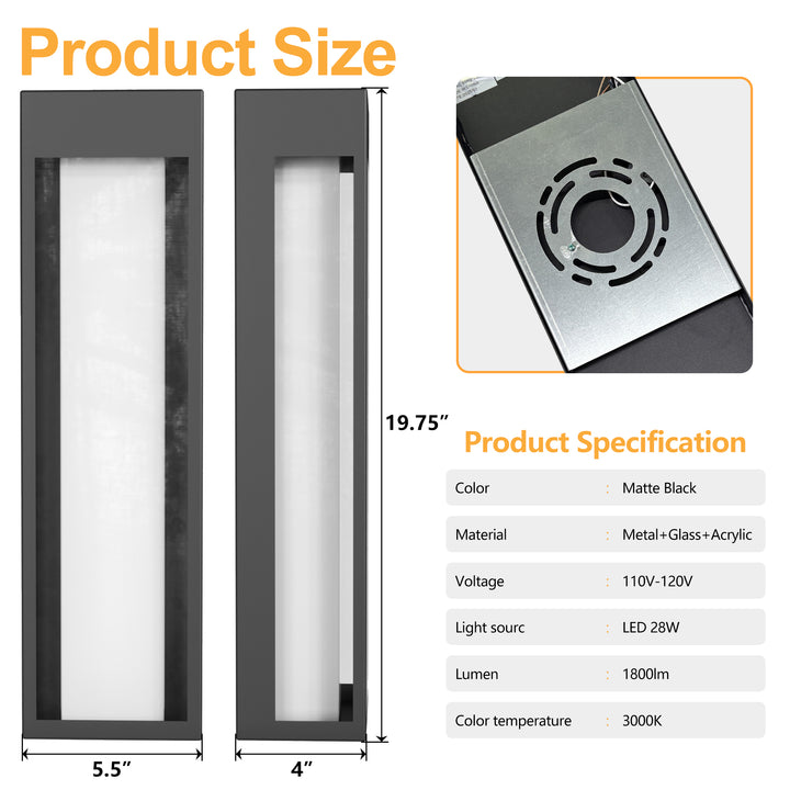 Radiance 1 - Light 19.6''H Dimmable Led Black Iron Outdoor Wall Light #7086