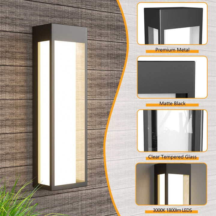 Radiance 1 - Light 19.6''H Dimmable Led Black Iron Outdoor Wall Light #7086