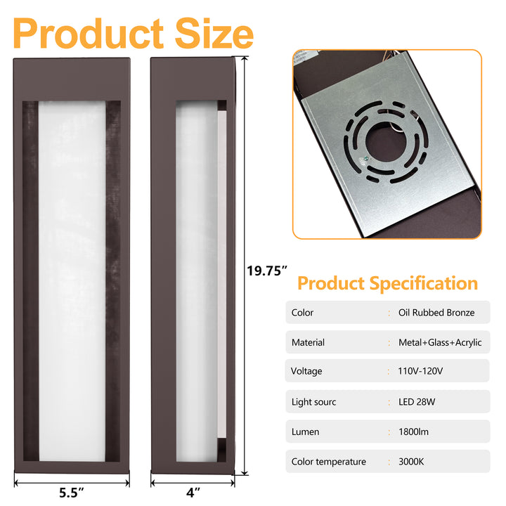 Terrain 1 - Light 19.6''H Dimmable Led Black Iron Outdoor Wall Light #7086