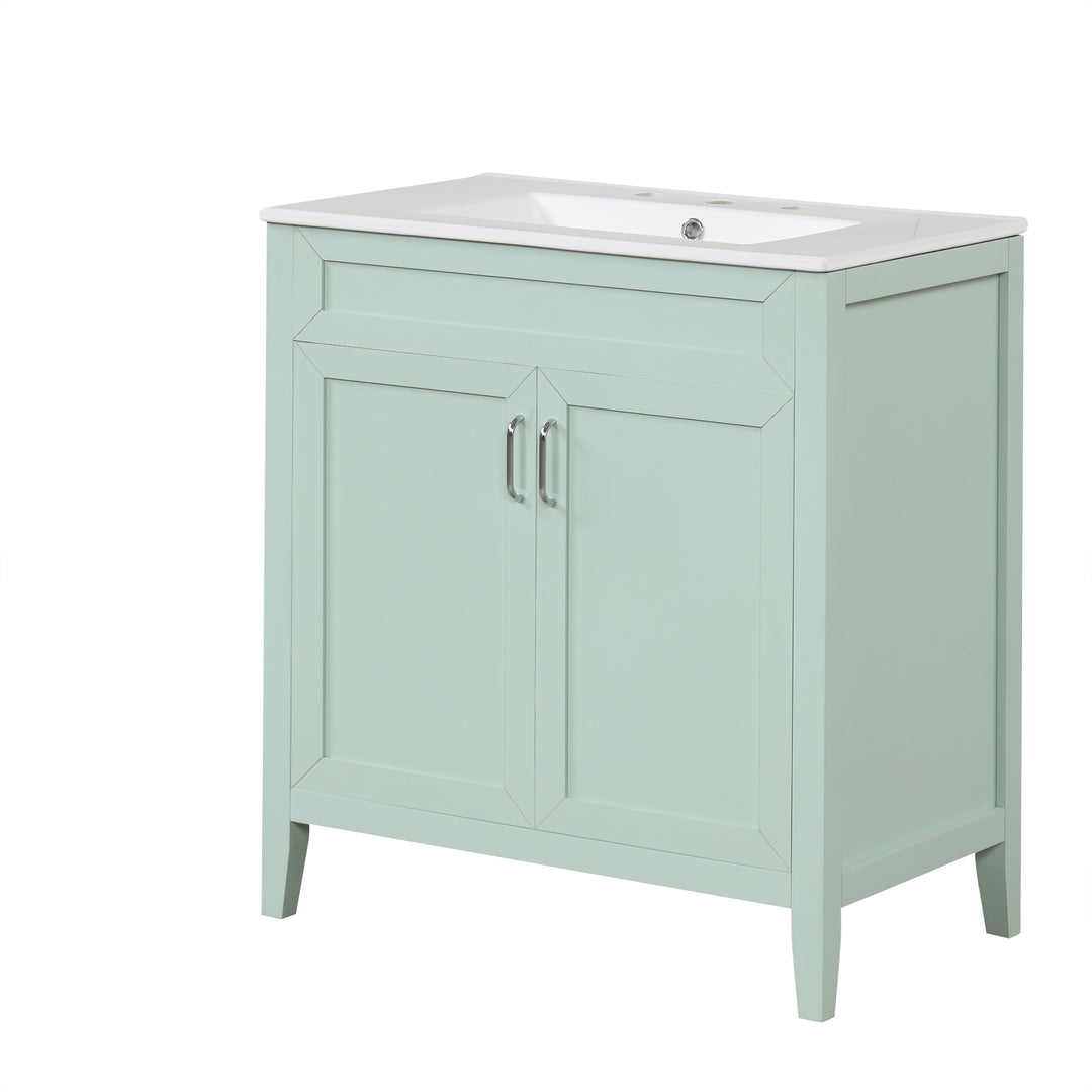 30'' Single Bathroom Vanity Cabinet With Ceramic Top #BV-008-30GN