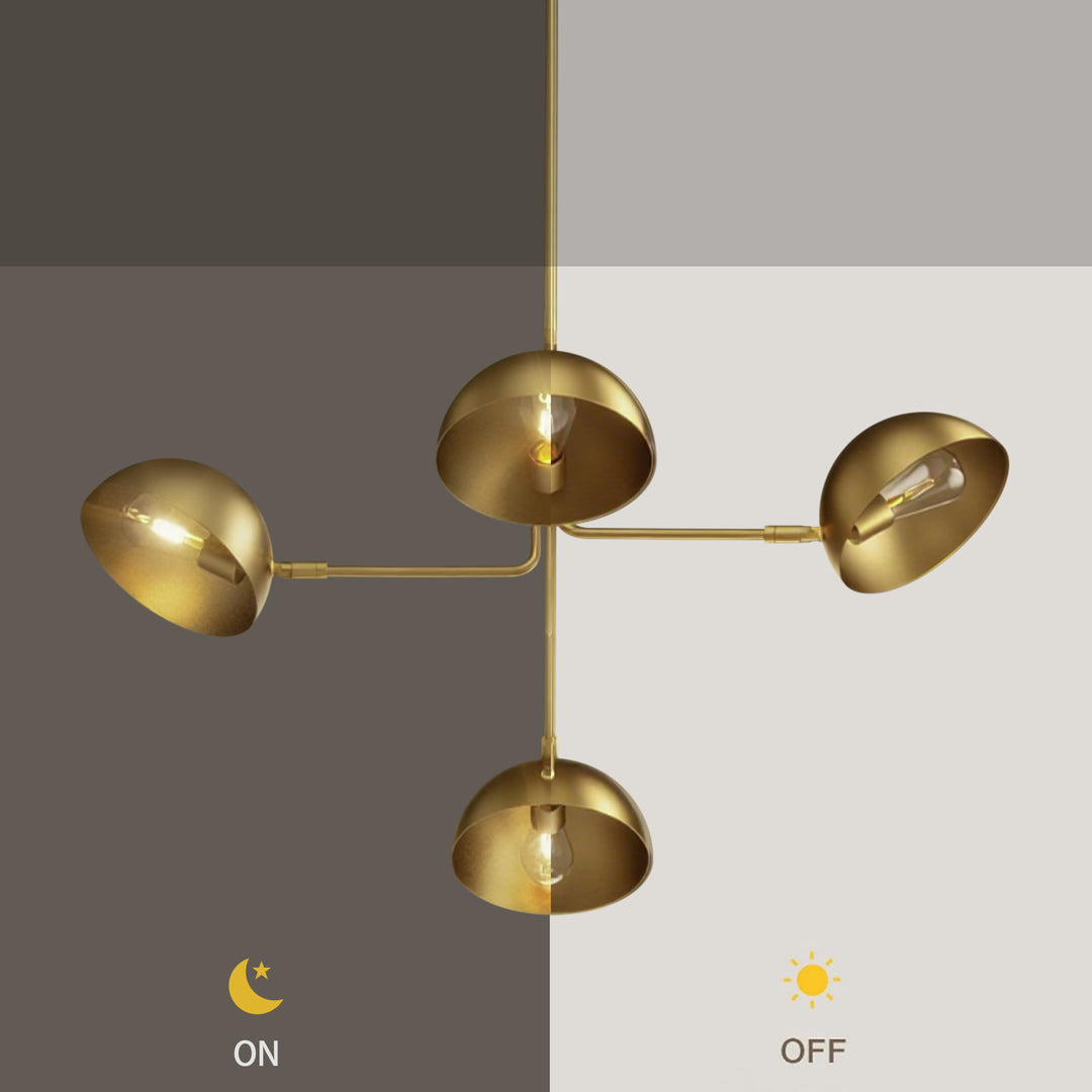 Glimmer 4-light 36" Gray/brass Modern Sputnik Chandelier With Electroplating Shade For Dining Room Or Kitchen #29030