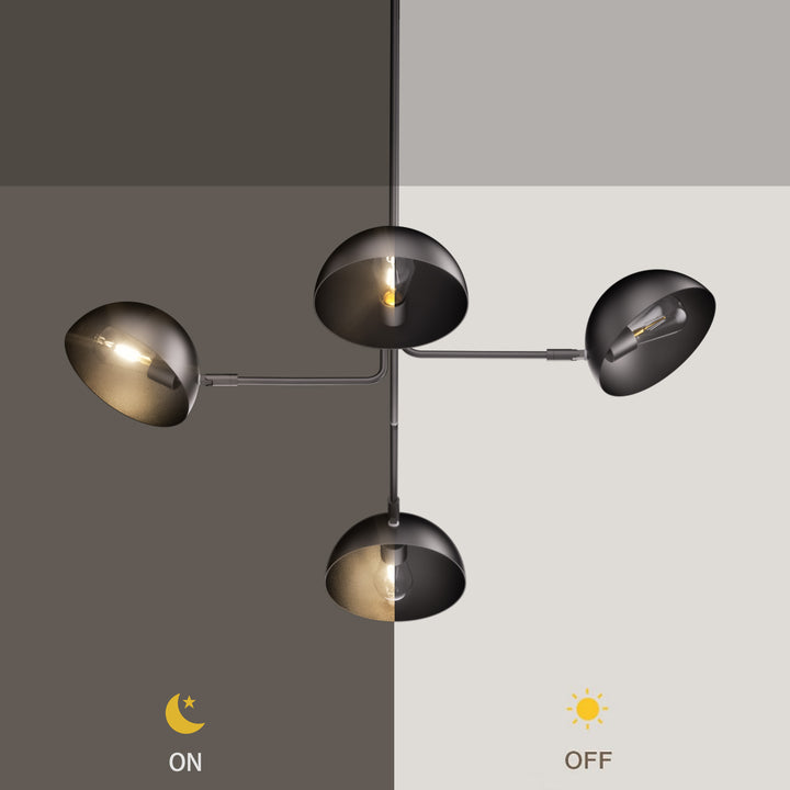 Glimmer 4-light 36" Gray/brass Modern Sputnik Chandelier With Electroplating Shade For Dining Room Or Kitchen #29030