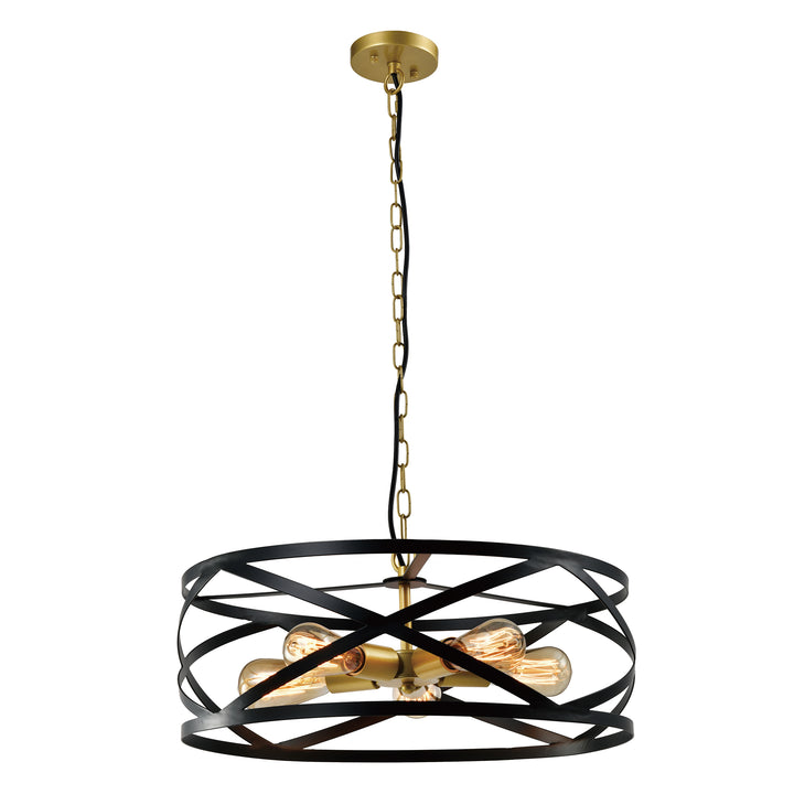 Maxax 5 - Light Lantern Geometric Chandelier with Wrought Iron Accents#MX21022