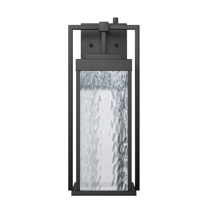 Terrain 18'' H Dimmable LED Black Iron Water Ripple Glass Outdoor Wall Light with Dusk to Dawn #OW7099