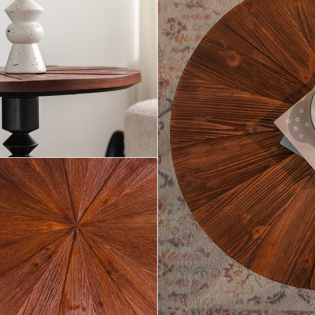 Timeless 23.6" Solid Wood Top Round End Table #25028