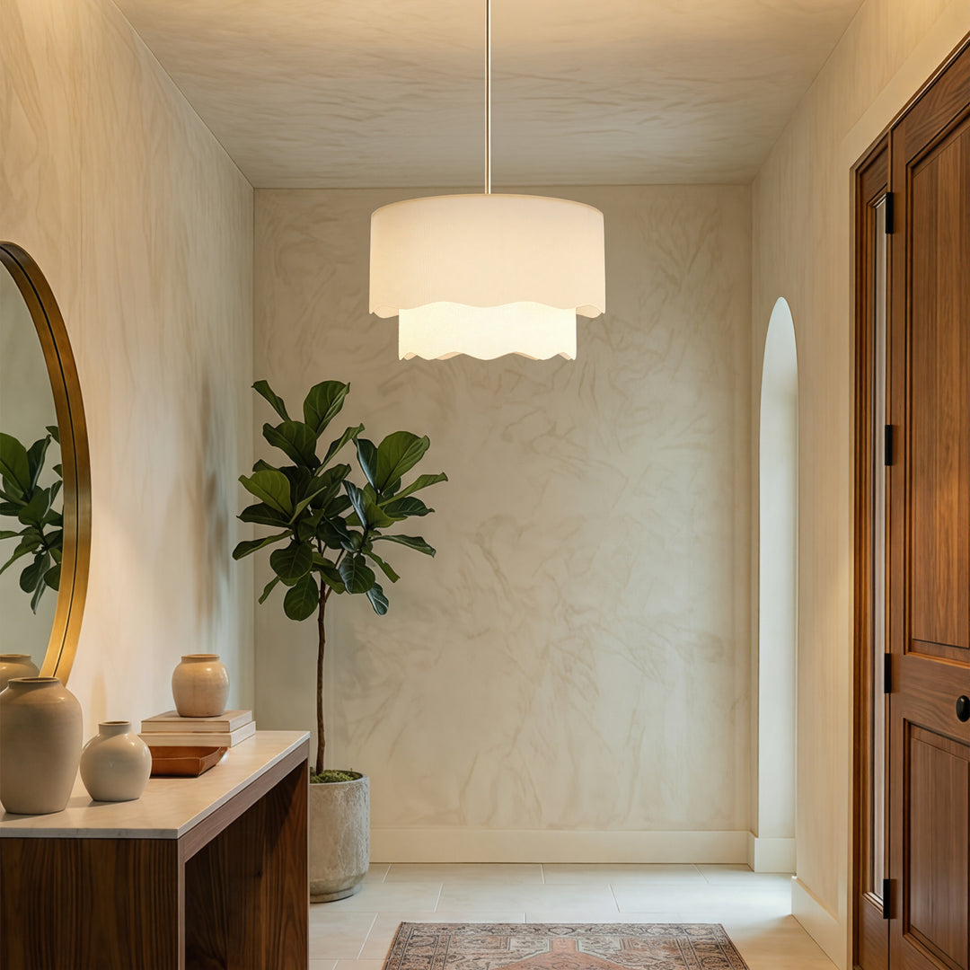 Twilight 3-Light Brass & White Modern Farmhouse Chandelier Light With Adjustable Height For Dining Room #39002