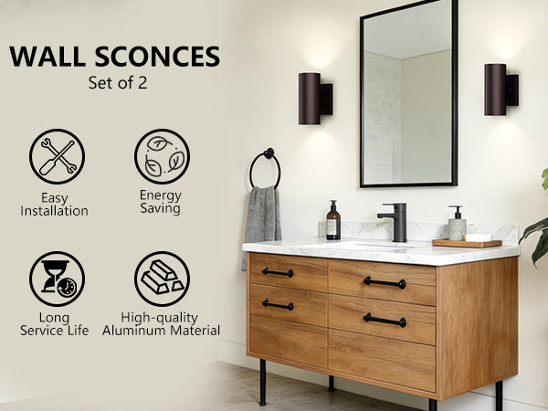 Dusk Black Dimmable Led Wall Sconces (Set of 2) #OW7121