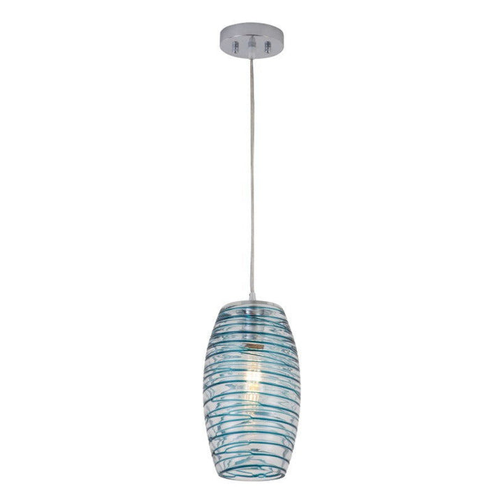 Maxax 1 - Light Single Drum Blue Glass Pendant #19200-1BU