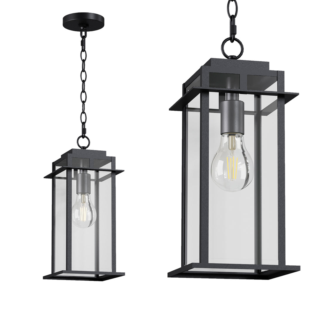 Solstice 1 - Light 15.8'' H Tempered Glass Outdoor Hanging Lantern #7073-1BK
