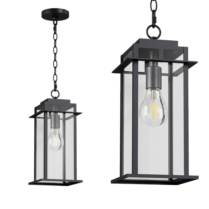Solstice 1 - Light 15.8'' H Tempered Glass Outdoor Hanging Lantern #7073-1BK