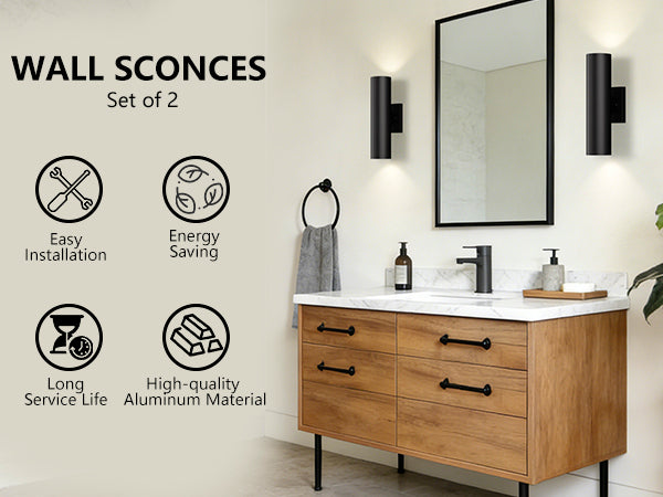 Dusk Black Dimmable Led Wall Sconces (Set of 2) #OW7121