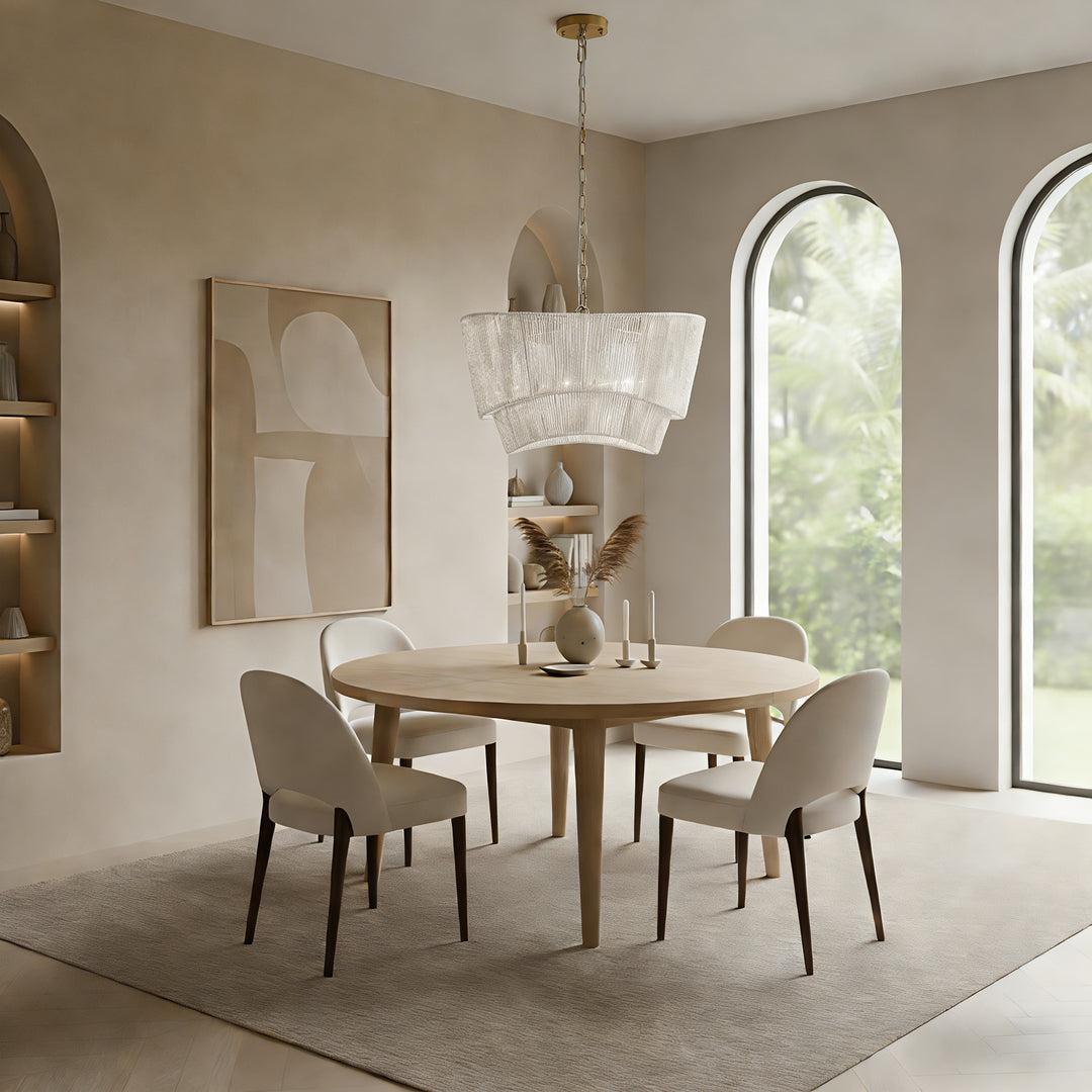 Solara 5-light Electroplated Brass Wood Ratten Paper Rope Chandelier For Living Room/bedroom #28010