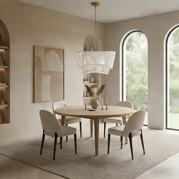 Solara 5-light Electroplated Brass Wood Ratten Paper Rope Chandelier For Living Room/bedroom #28010