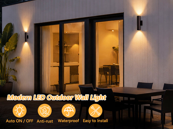 Aluminum Black Outdoor Wall Light (Set of 2) #OW7121