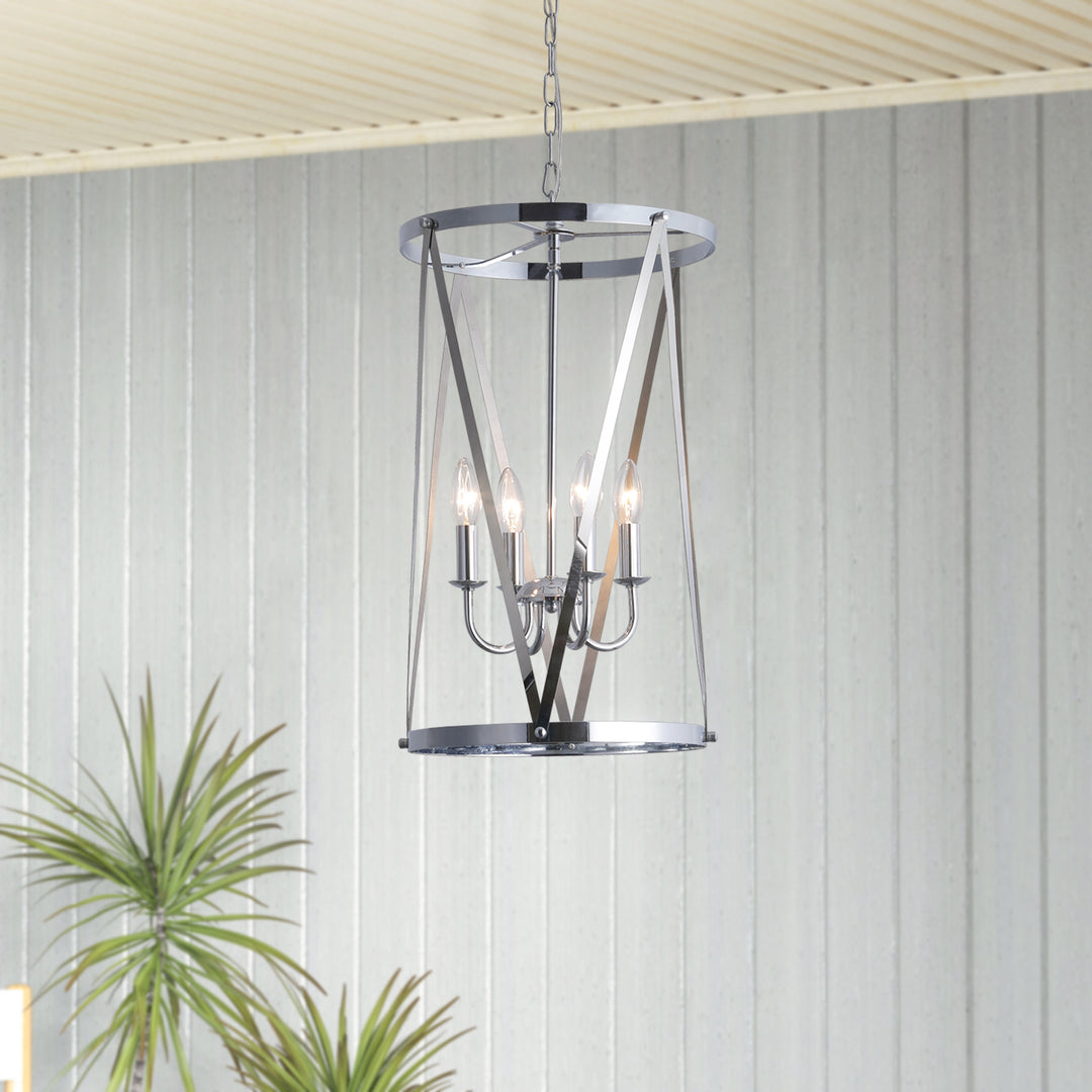 Maxax 4- Light Lantern & Candle Style Drum&Geometric Chandelier #19142