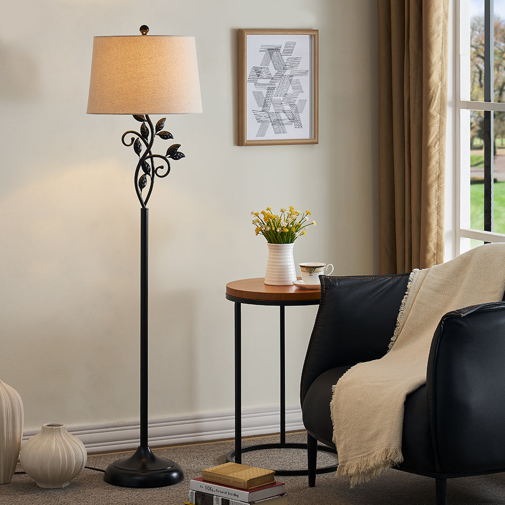 62" Farmhouse Iron Floor Lamp with 3 Way Dimmable Rotary Switch Standing Lamp for Living Room Bedroom #F04