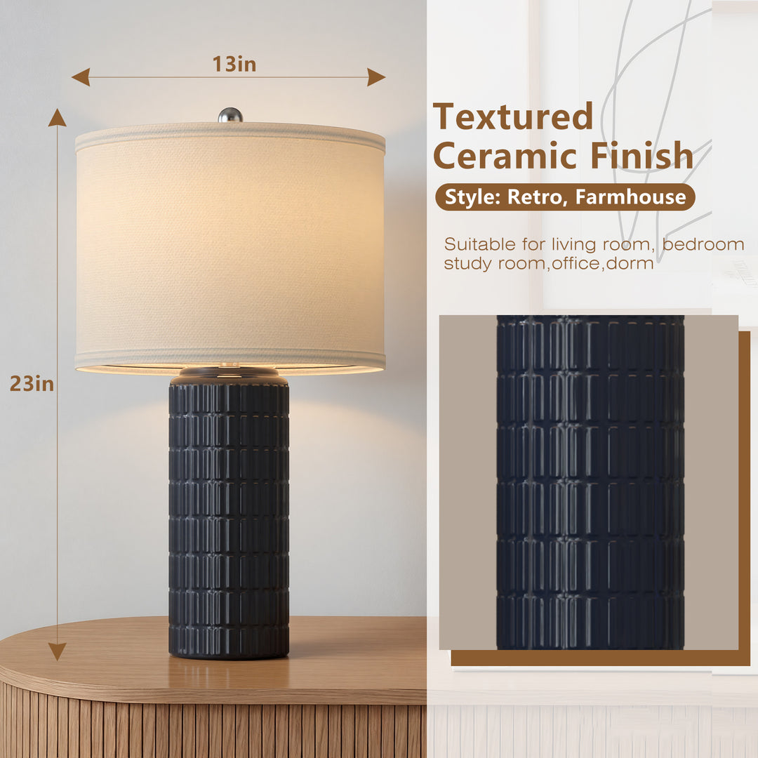 Illume 23" Contemporary Ceramic Table Lamp With Linen Shade, Modern Minimalist Design (Set of 2) #T282