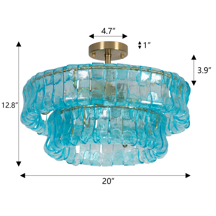 Lumen 20" 6-Light Brushed Brass Double-Layer Clear Artistic Glass Unique / Statement Semi-Flush Mount For Living Room/Bedroom #19235