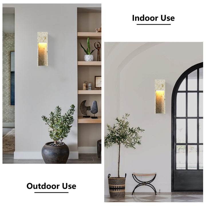 Breeze 18''H Dimmable White Travertine 80CRI LED Outdoor Wall Light #OW7110