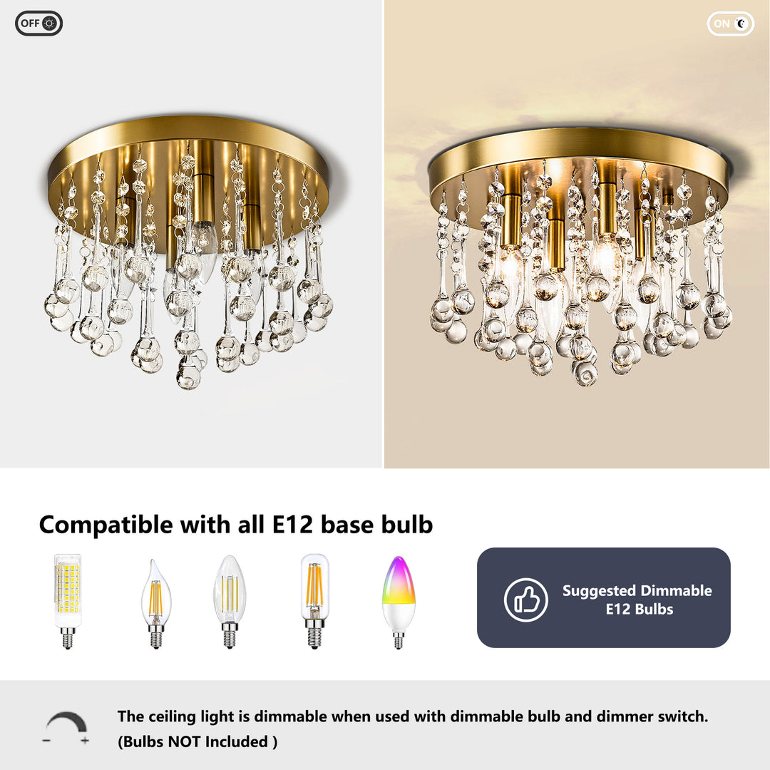 Maxax 4 - Light 11.8in Crystal Pendant Ceiling Lamp #MX19067